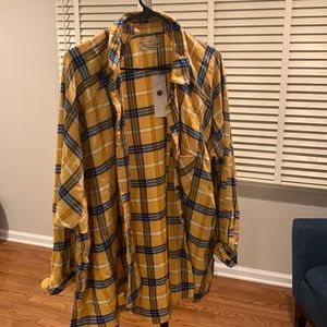 BRAND NEW: URBAN OUTFITTERS blue and yellow flannel